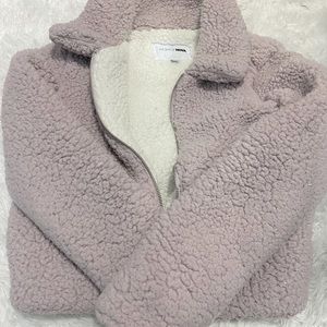 Light purple sherpa cropped jacket